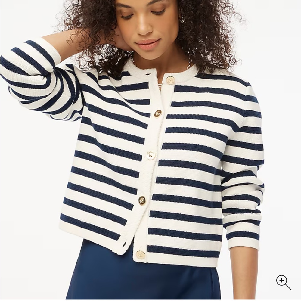 J Crew Striped Cotton Lady Jacket Cardigan Size 2X - Picture 2 of 13